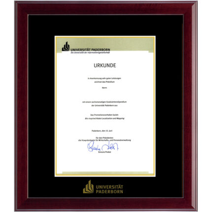 UPB (University of Paderborn) diploma/degree frame solid wood customization